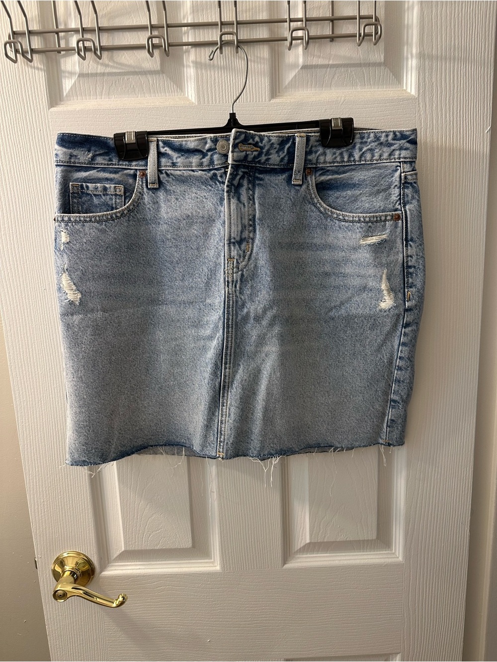 Old Navy Light Blue Distressed Denim Mini Skirt